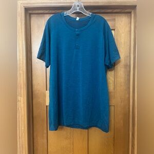 Lululemon Men’s metal vent tech short sleeve Henley shirt blue XXL